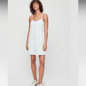 Wilfred Free Aritzia Chambray Pearl Button Up Dress Size Medium